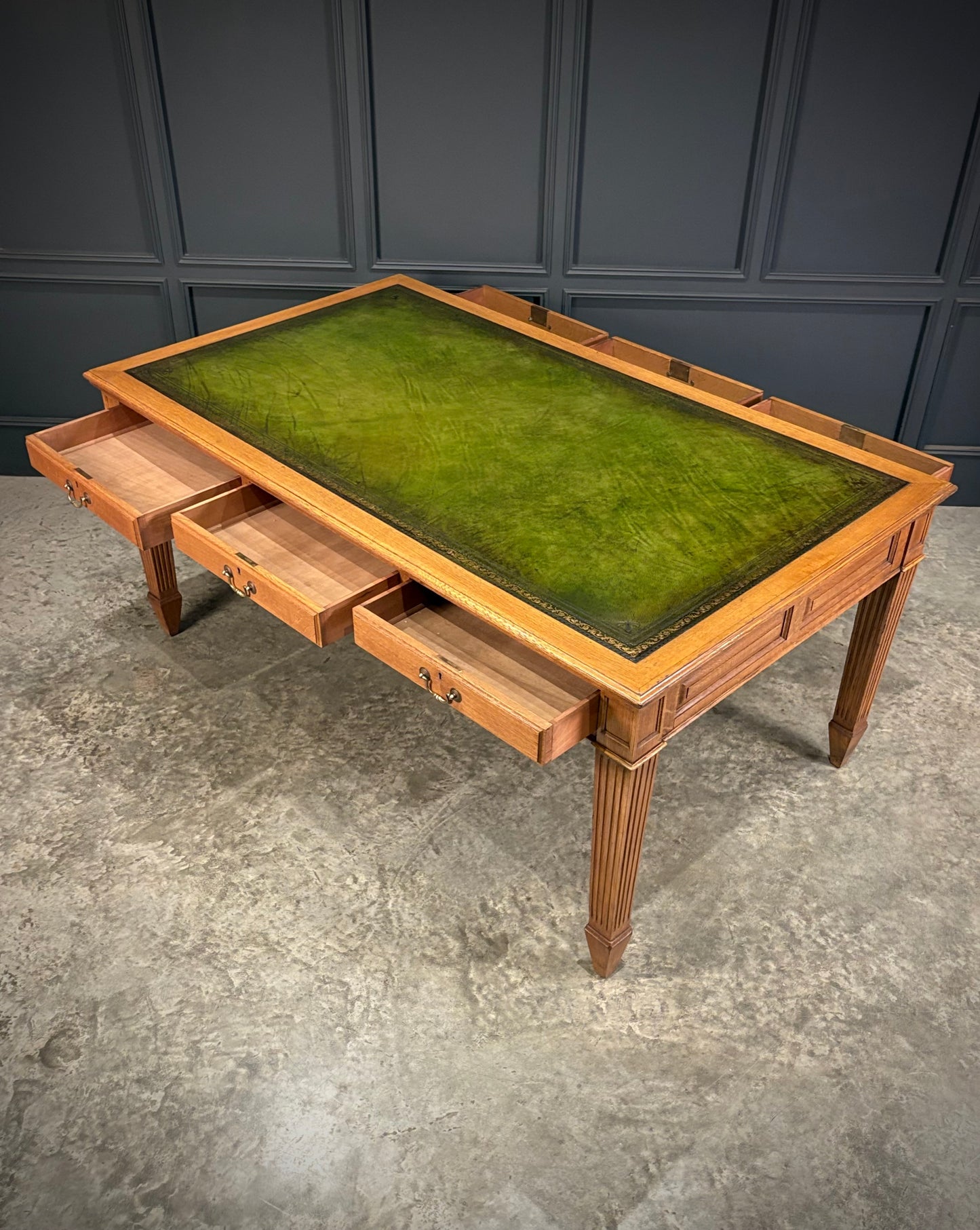 Large Oak & Leather Partners Writing Table (6ft x 3ft6)
