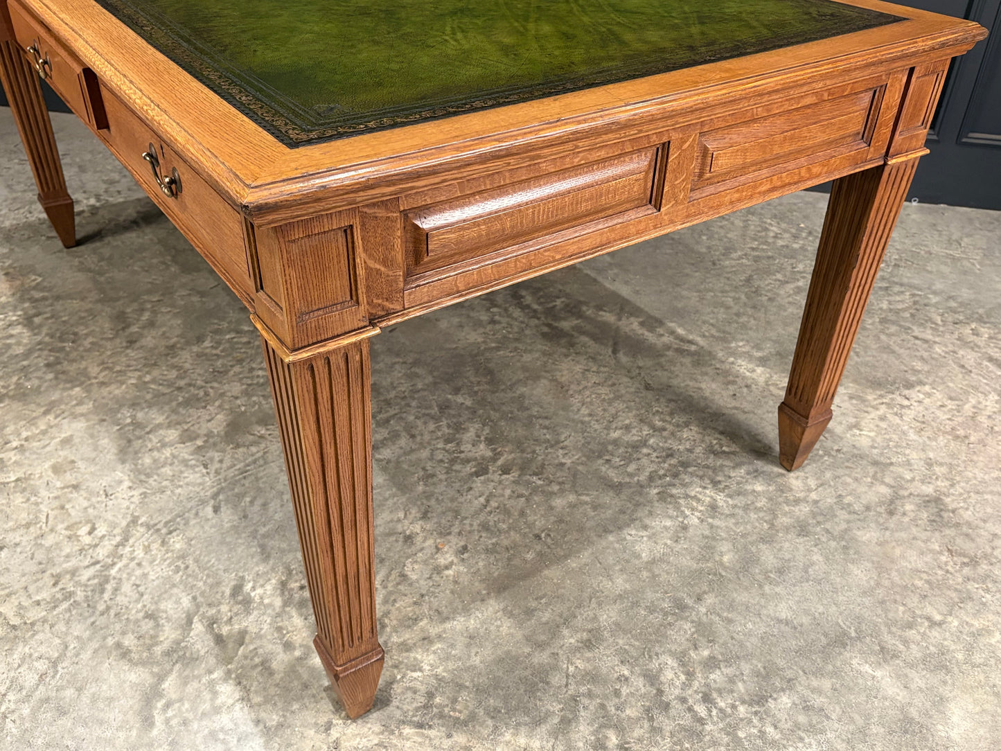 Large Oak & Leather Partners Writing Table (6ft x 3ft6)