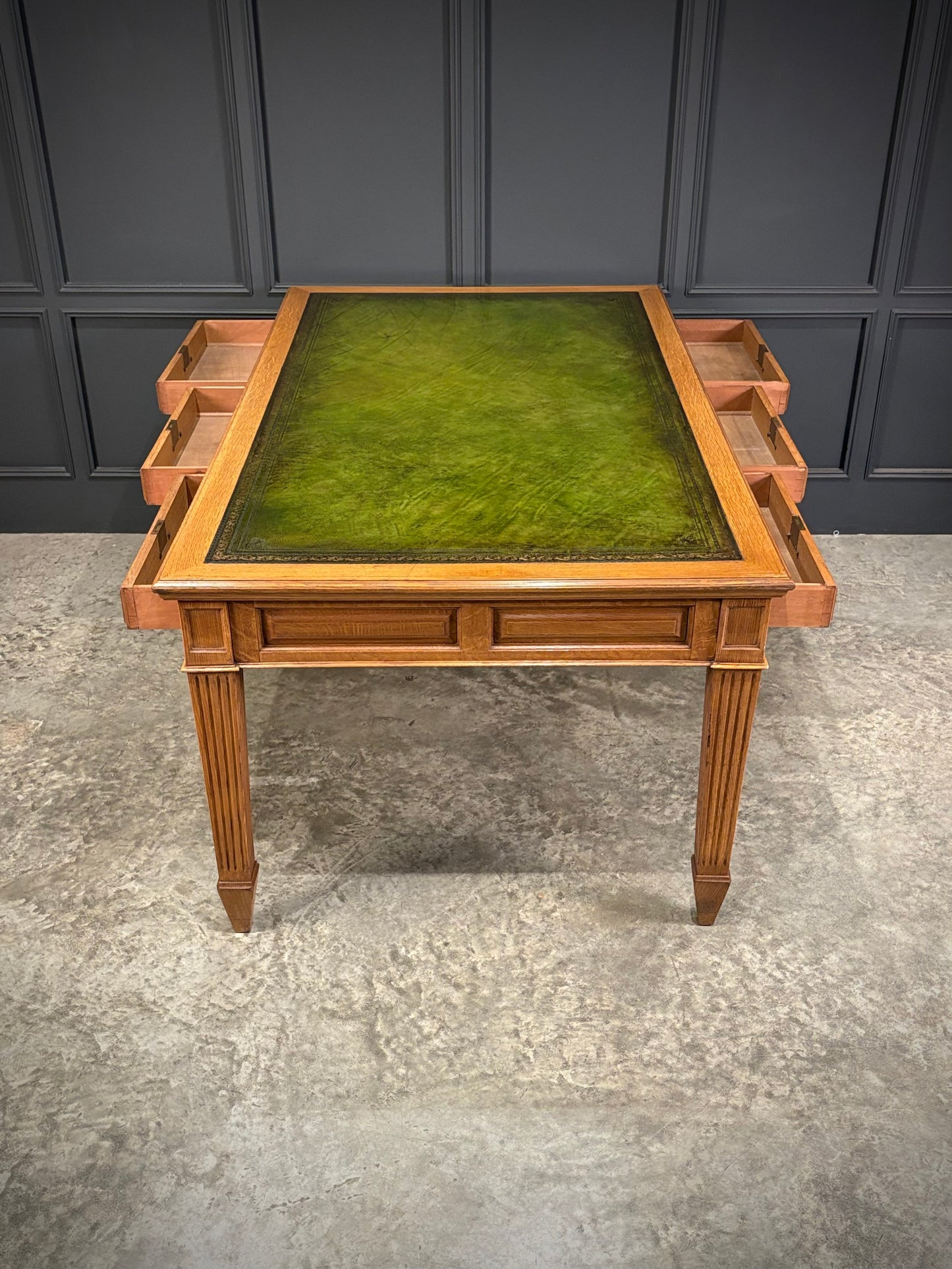 Large Oak & Leather Partners Writing Table (6ft x 3ft6)