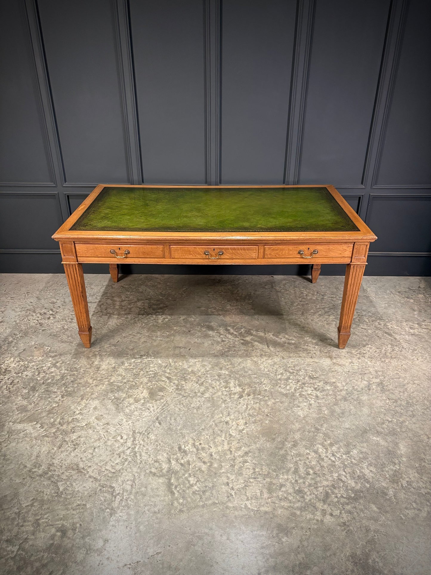 Large Oak & Leather Partners Writing Table (6ft x 3ft6)