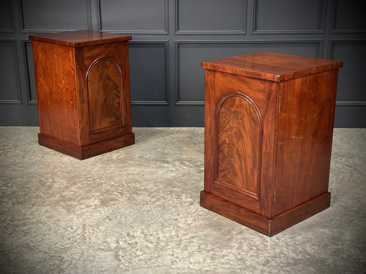 Pair of Large Flame Mahogany Bedside Cabinets