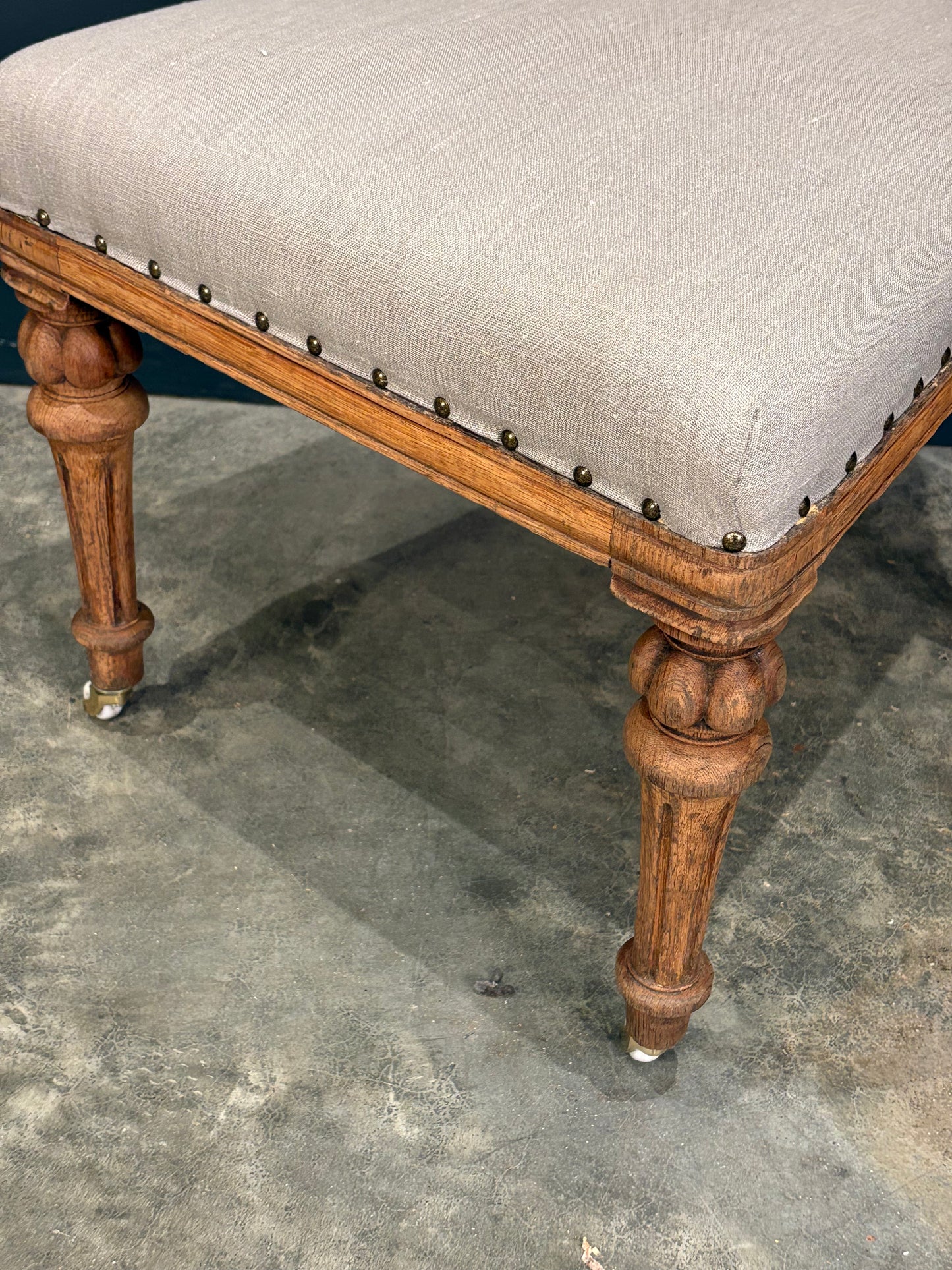 Set Of Six Carved Bleached Oak Dining Chairs