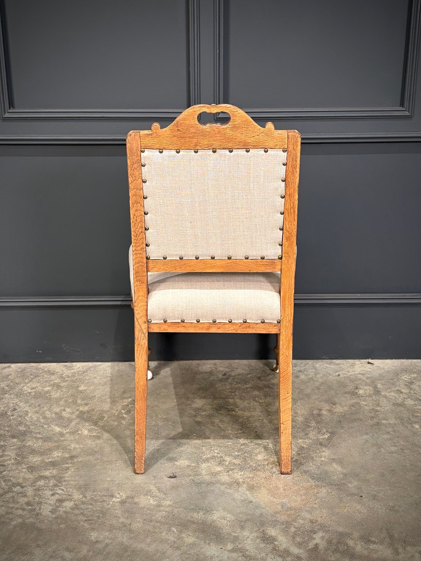 Set Of Six Carved Bleached Oak Dining Chairs