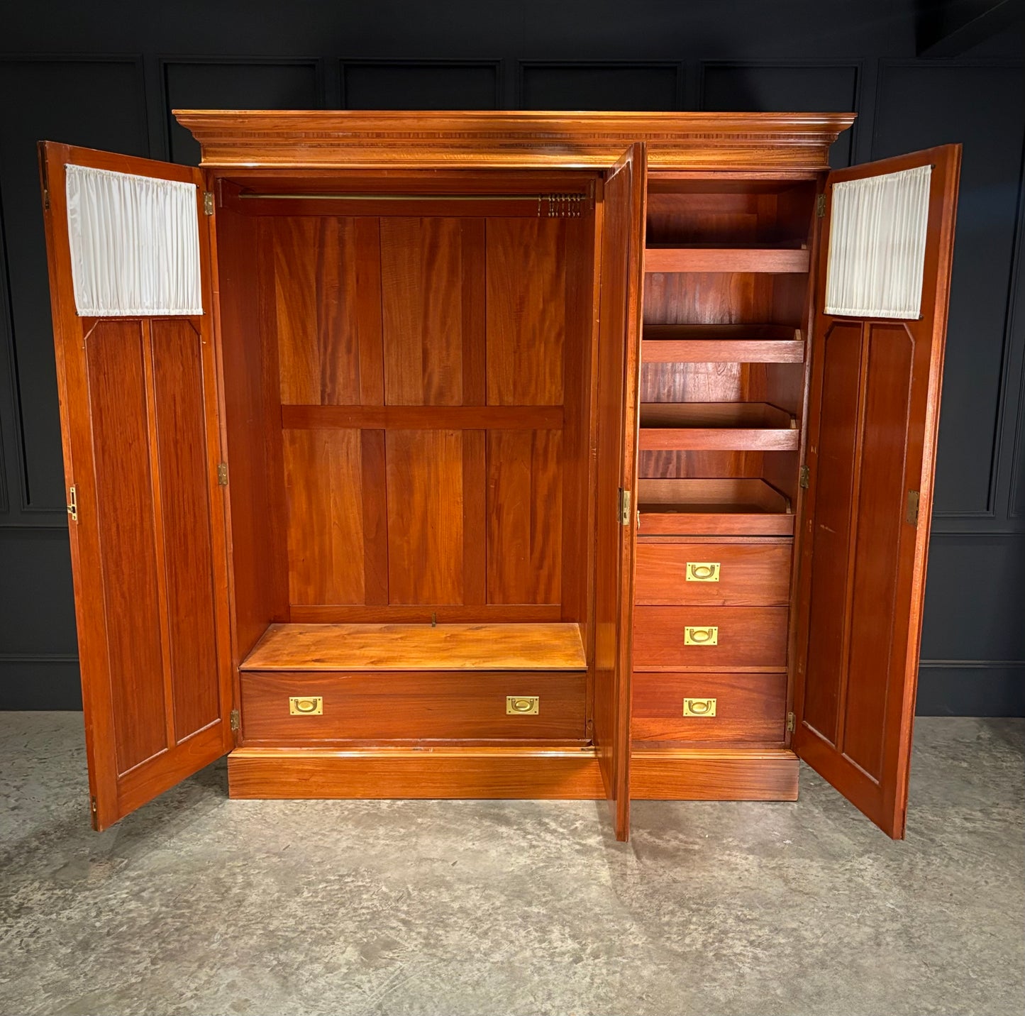 Edwardian Satinwood Triple Wardrobe
