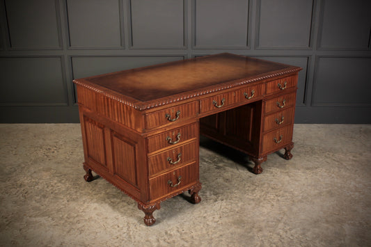 Mahogany & Leather Pedestal Desk