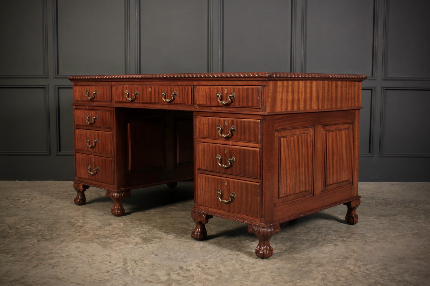 Mahogany & Leather Pedestal Desk