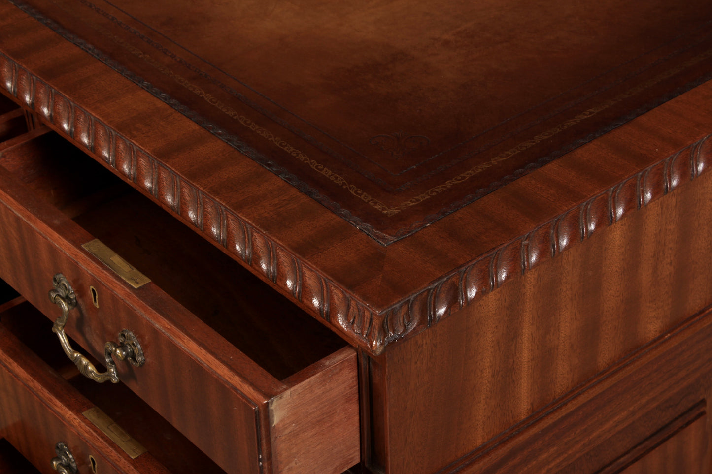 Mahogany & Leather Pedestal Desk