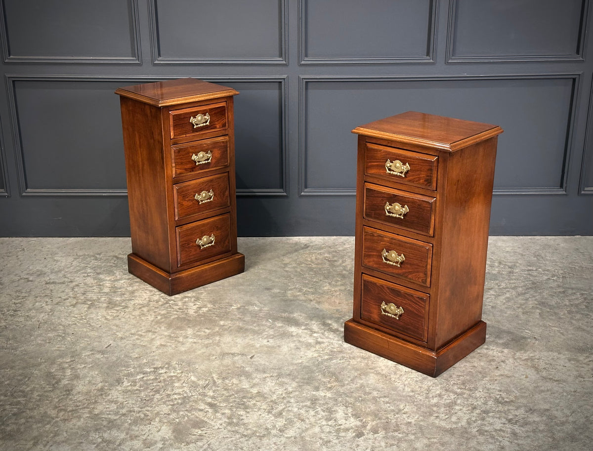 Pair of Edwardian Mahogany & Rosewood Bedside Chests