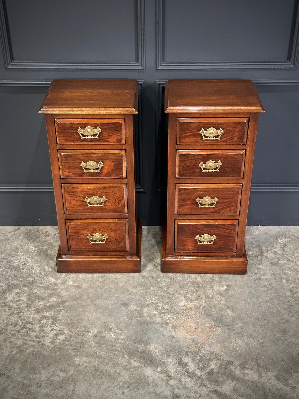 Pair of Edwardian Mahogany & Rosewood Bedside Chests