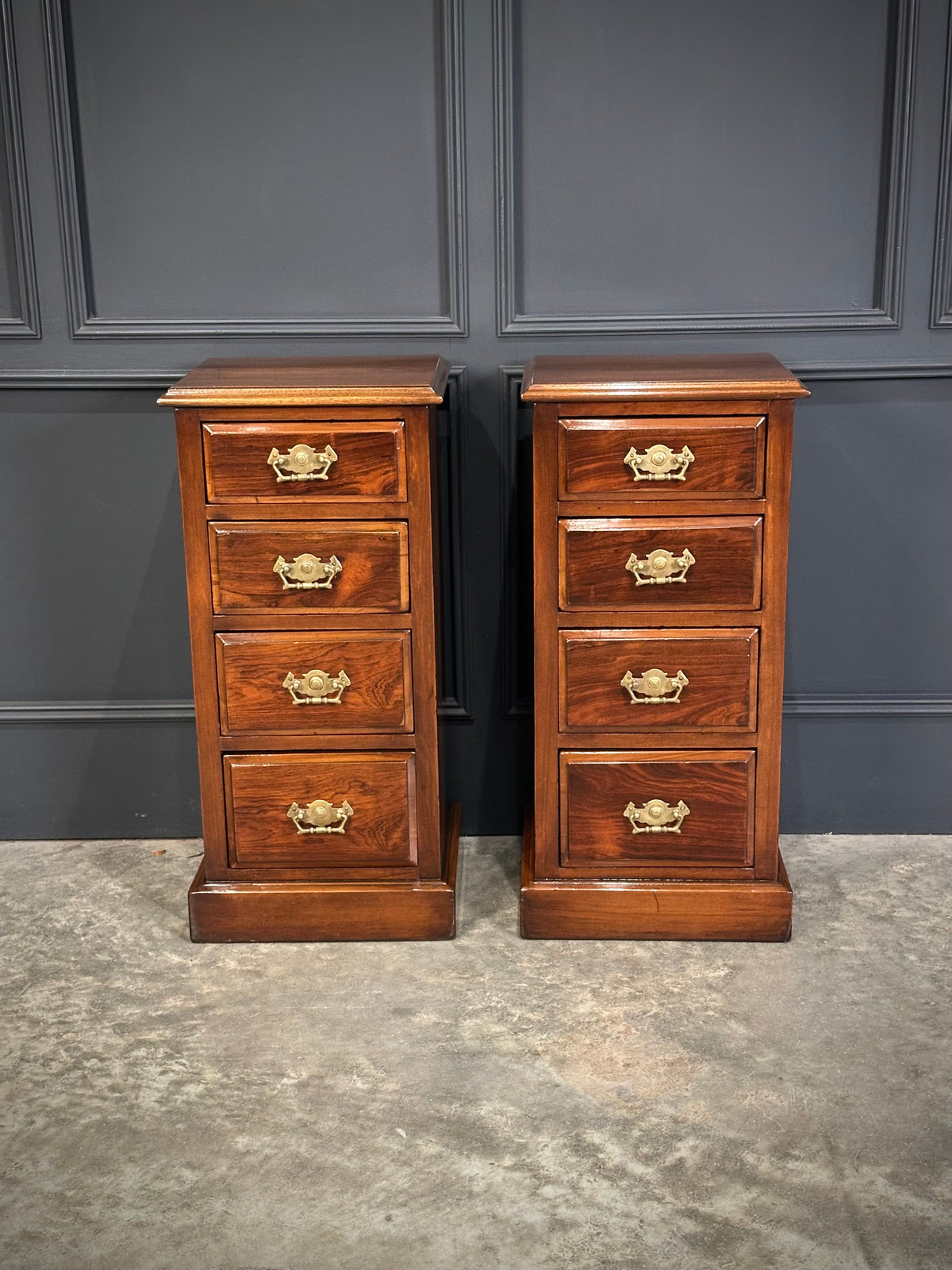 Pair of Edwardian Mahogany & Rosewood Bedside Chests