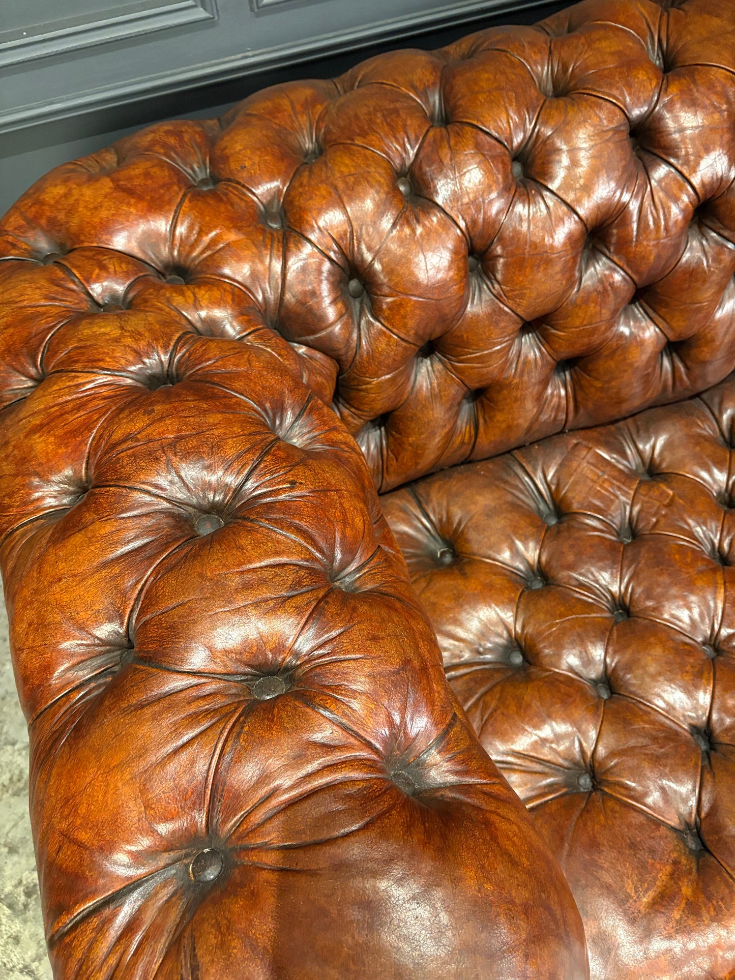 Victorian Hand Dyed Leather Chesterfield Sofa