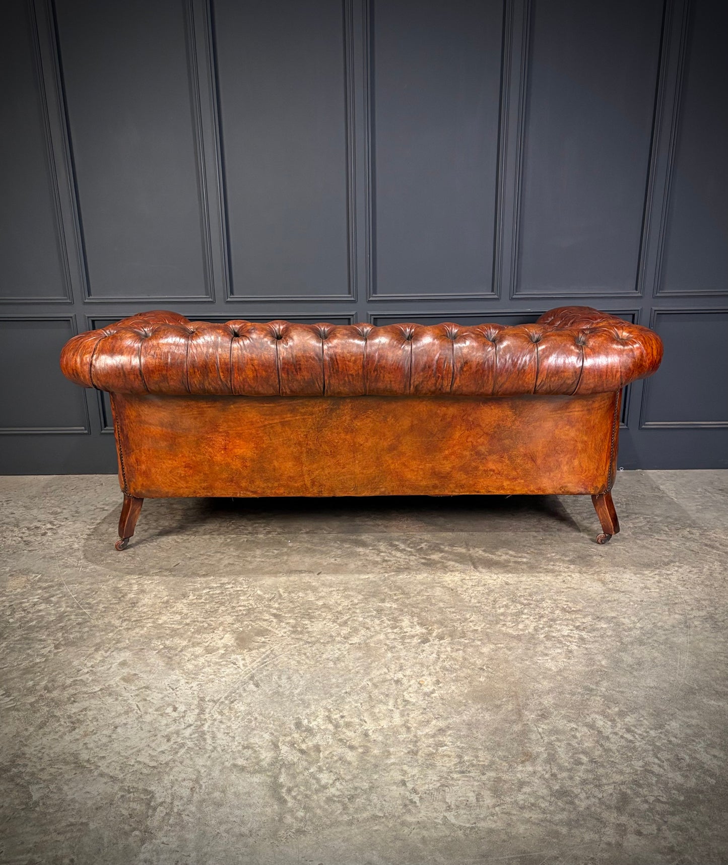 Victorian Hand Dyed Leather Chesterfield Sofa