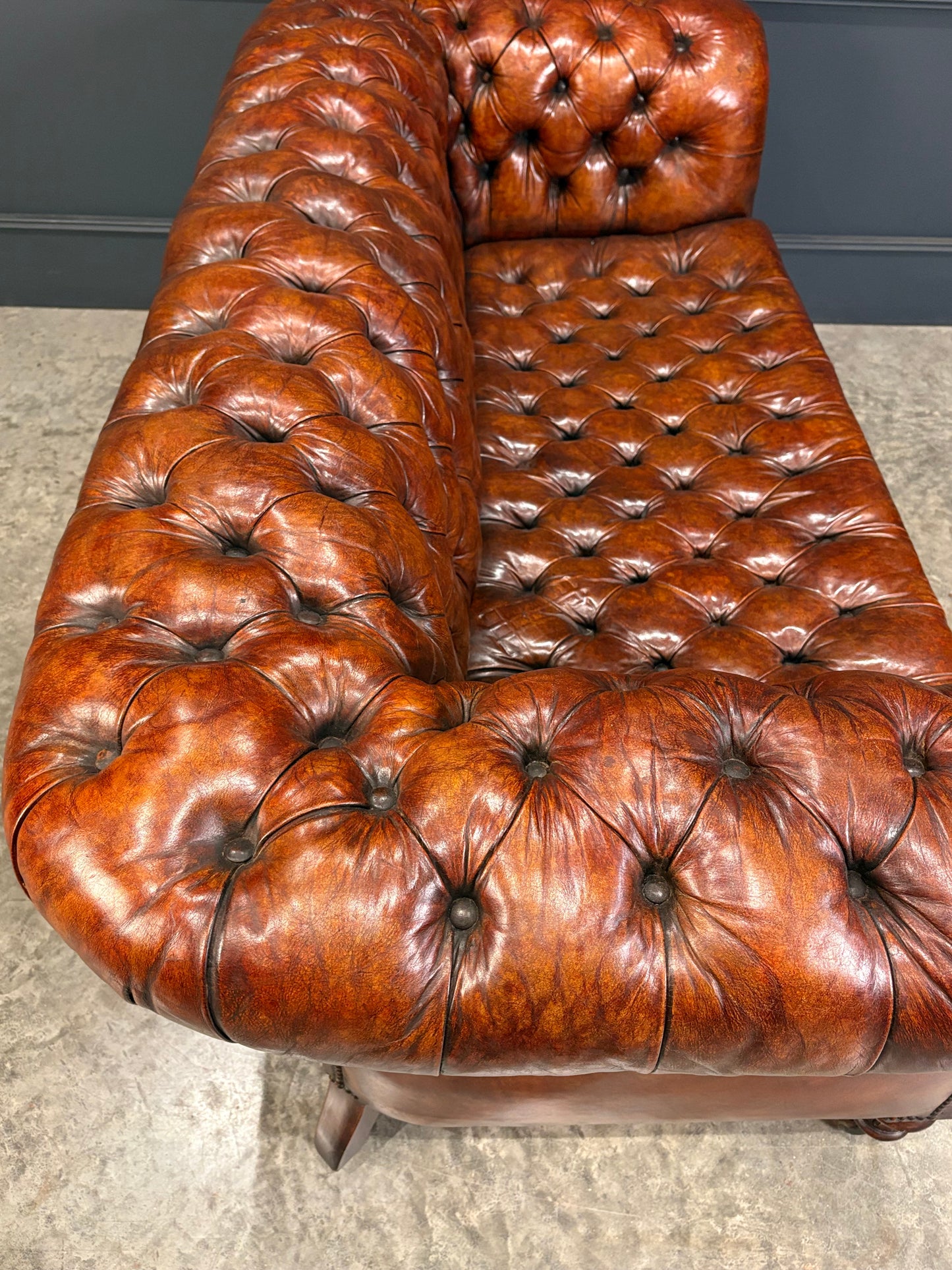 Victorian Hand Dyed Leather Chesterfield Sofa