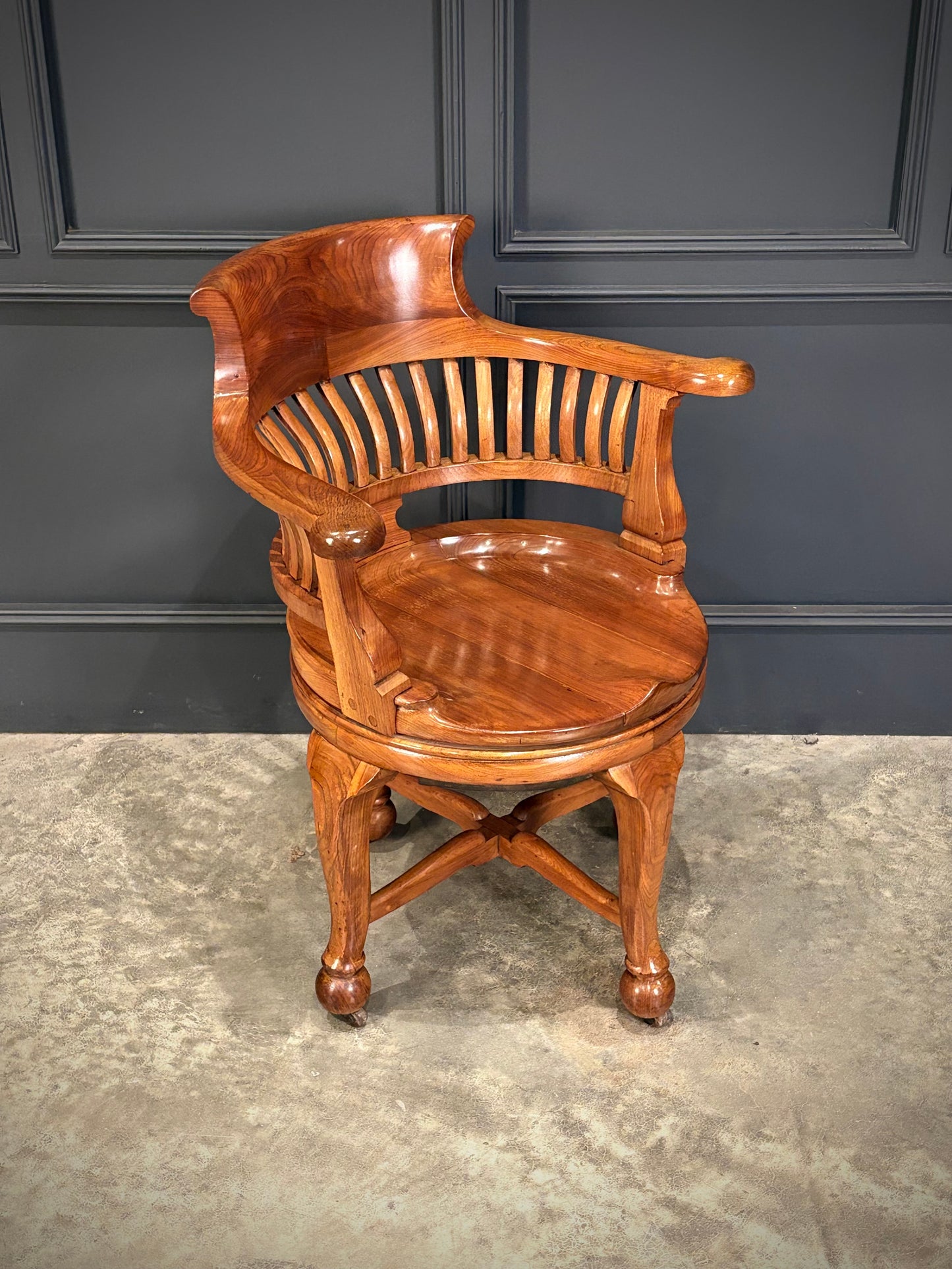 Solid Walnut Swivel Desk Chair