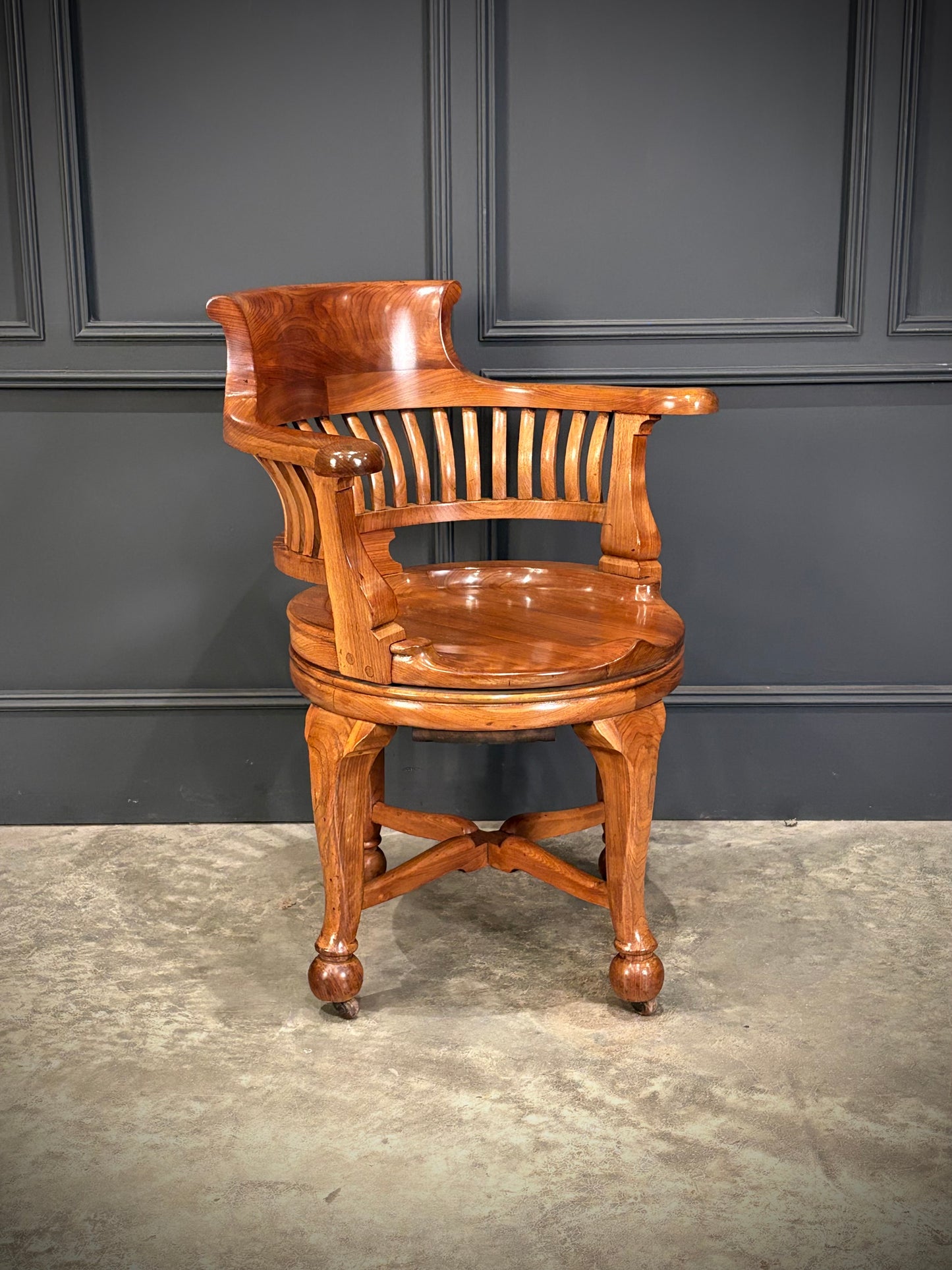 Solid Walnut Swivel Desk Chair