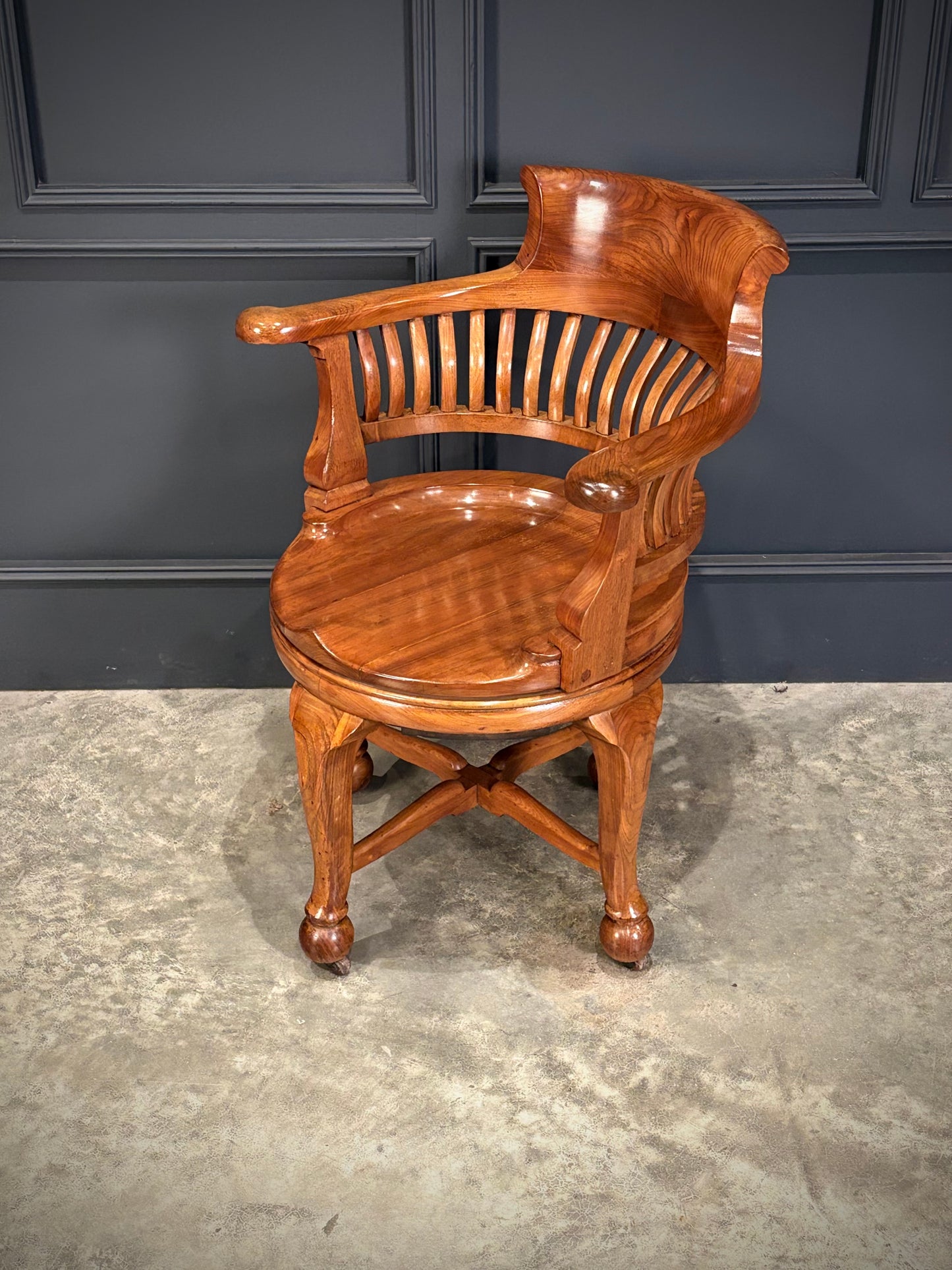 Solid Walnut Swivel Desk Chair