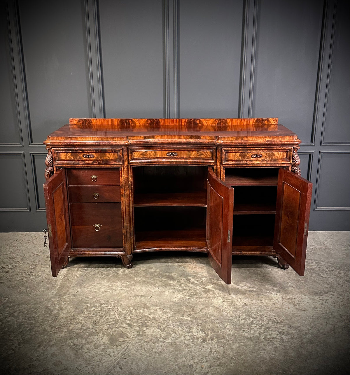 Flame Mahogany Biedermeier Sideboard