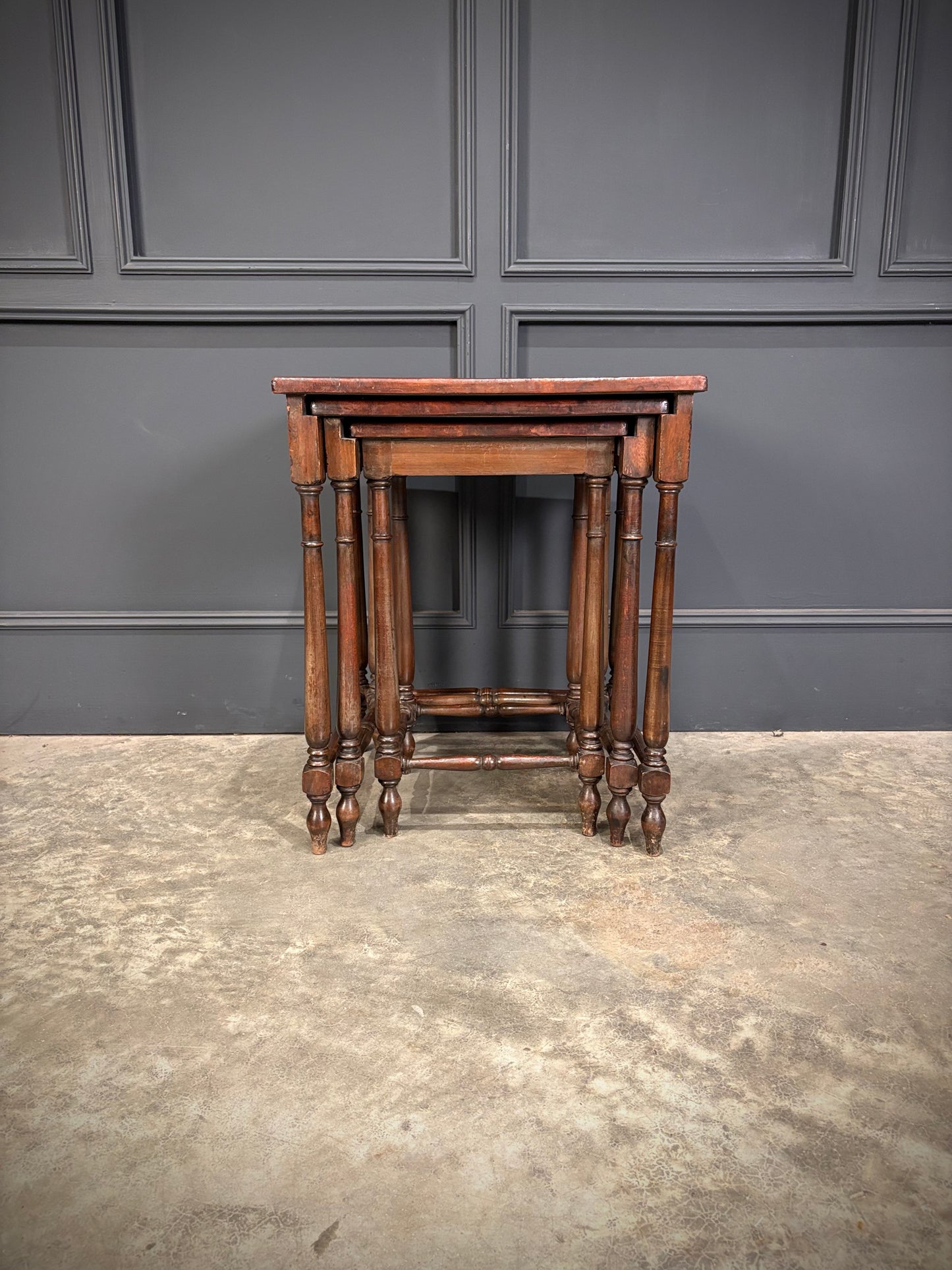 Nest of Three Embossed Leather Top Tables