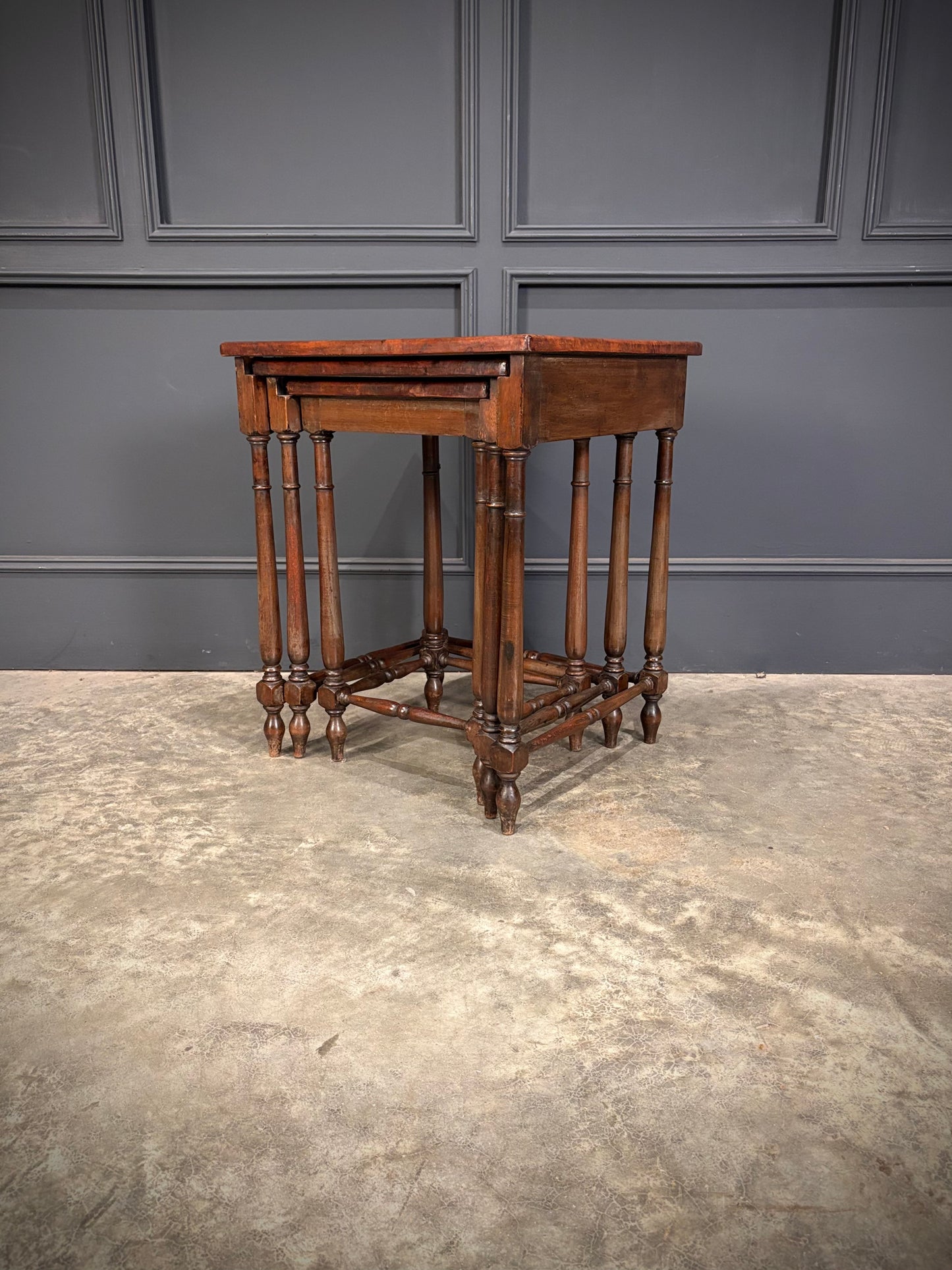 Nest of Three Embossed Leather Top Tables