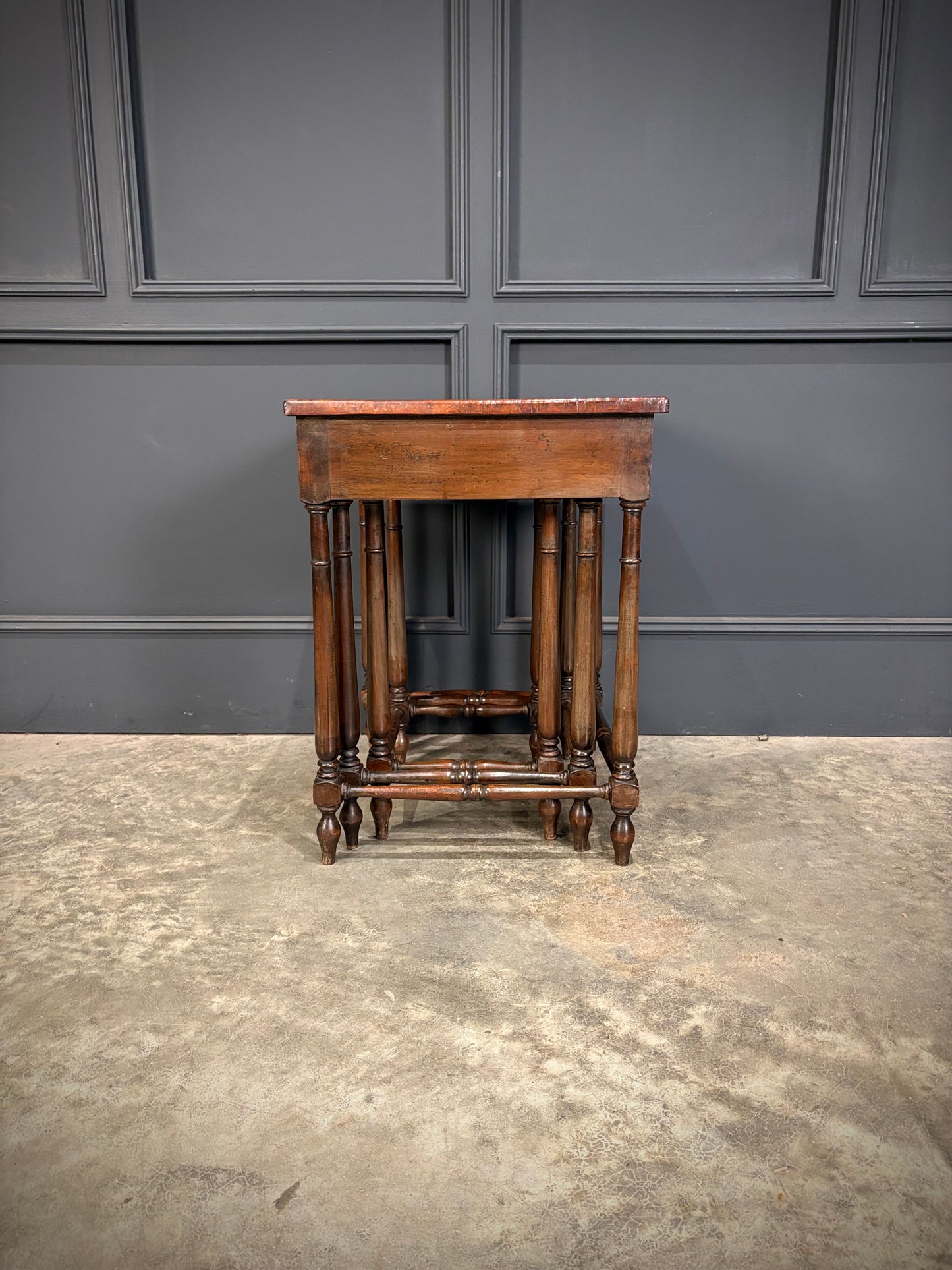 Nest of Three Embossed Leather Top Tables