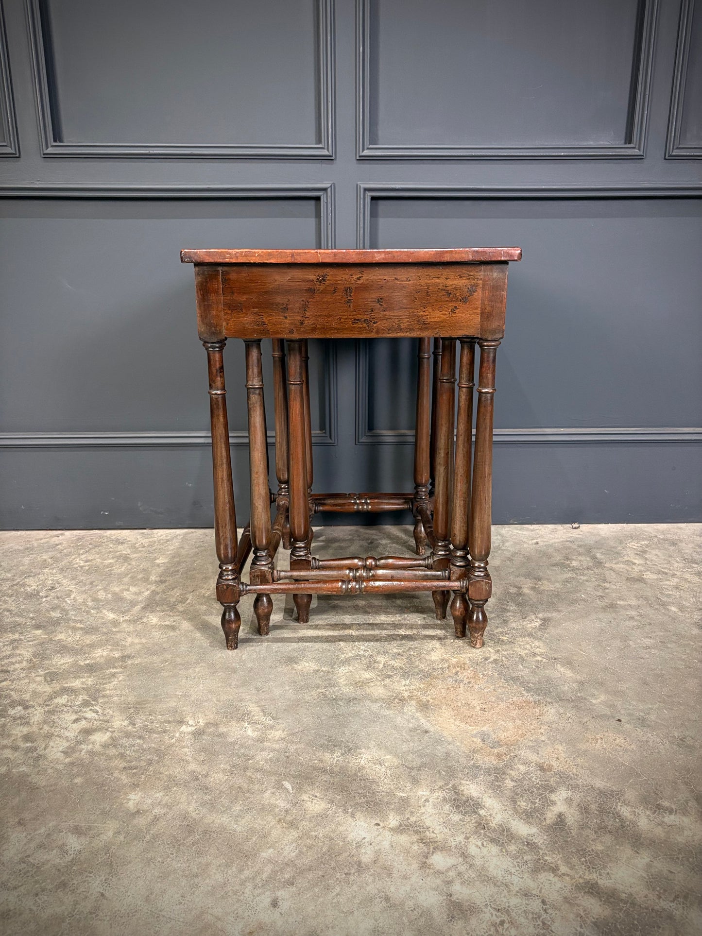 Nest of Three Embossed Leather Top Tables