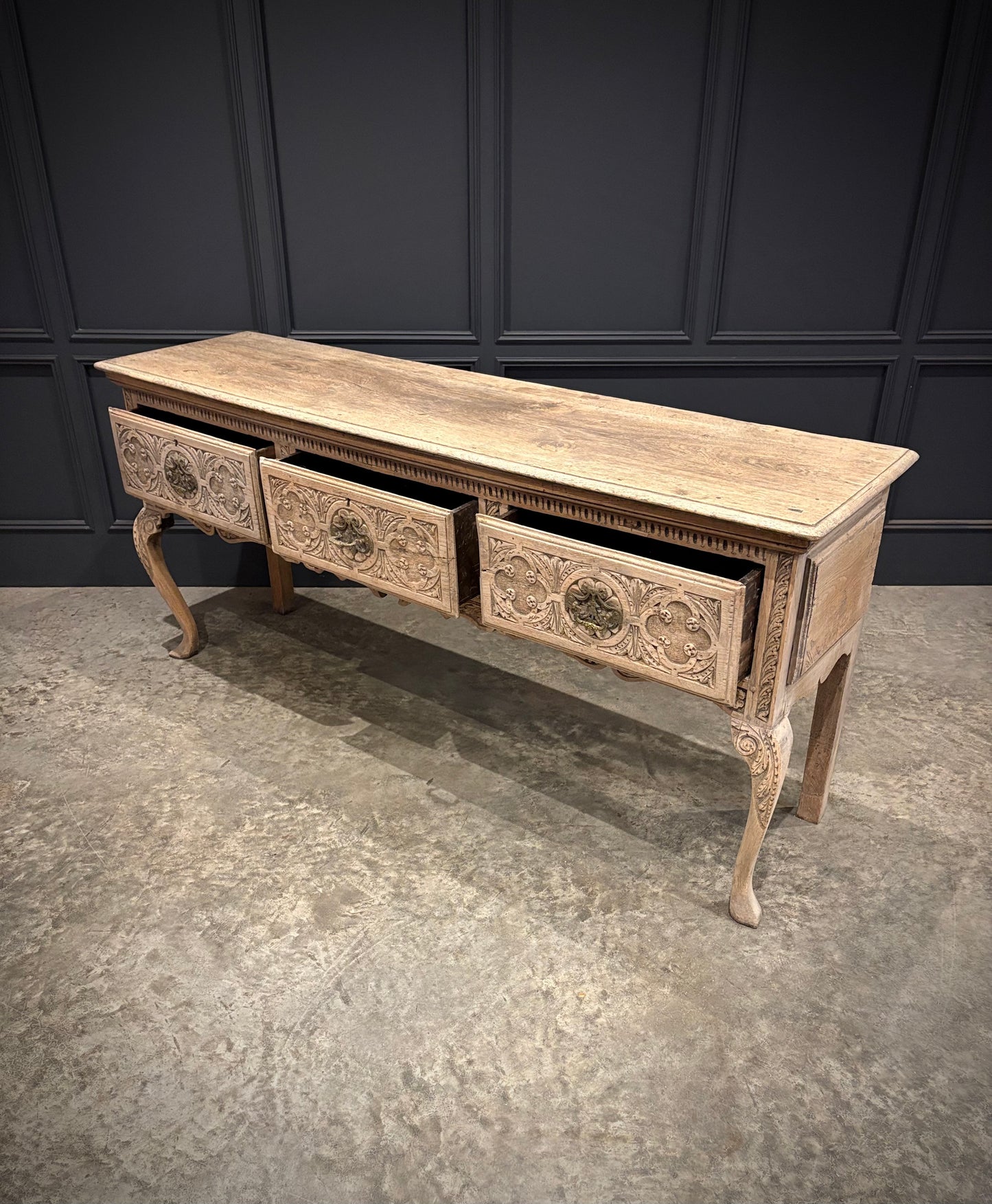 18th Century Carved Oak Dresser Base