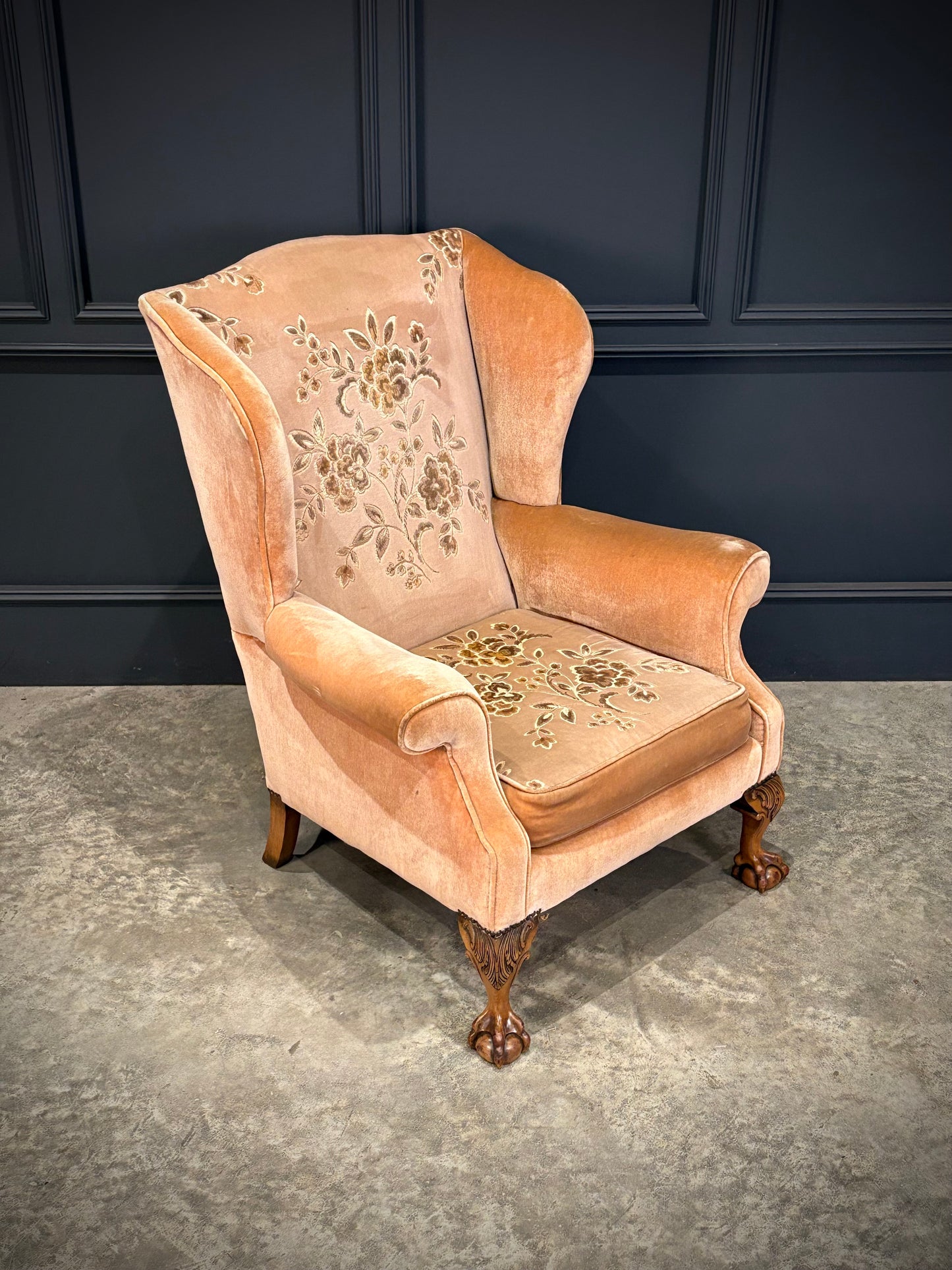 Pair Of Chippendale Style Wing Armchairs