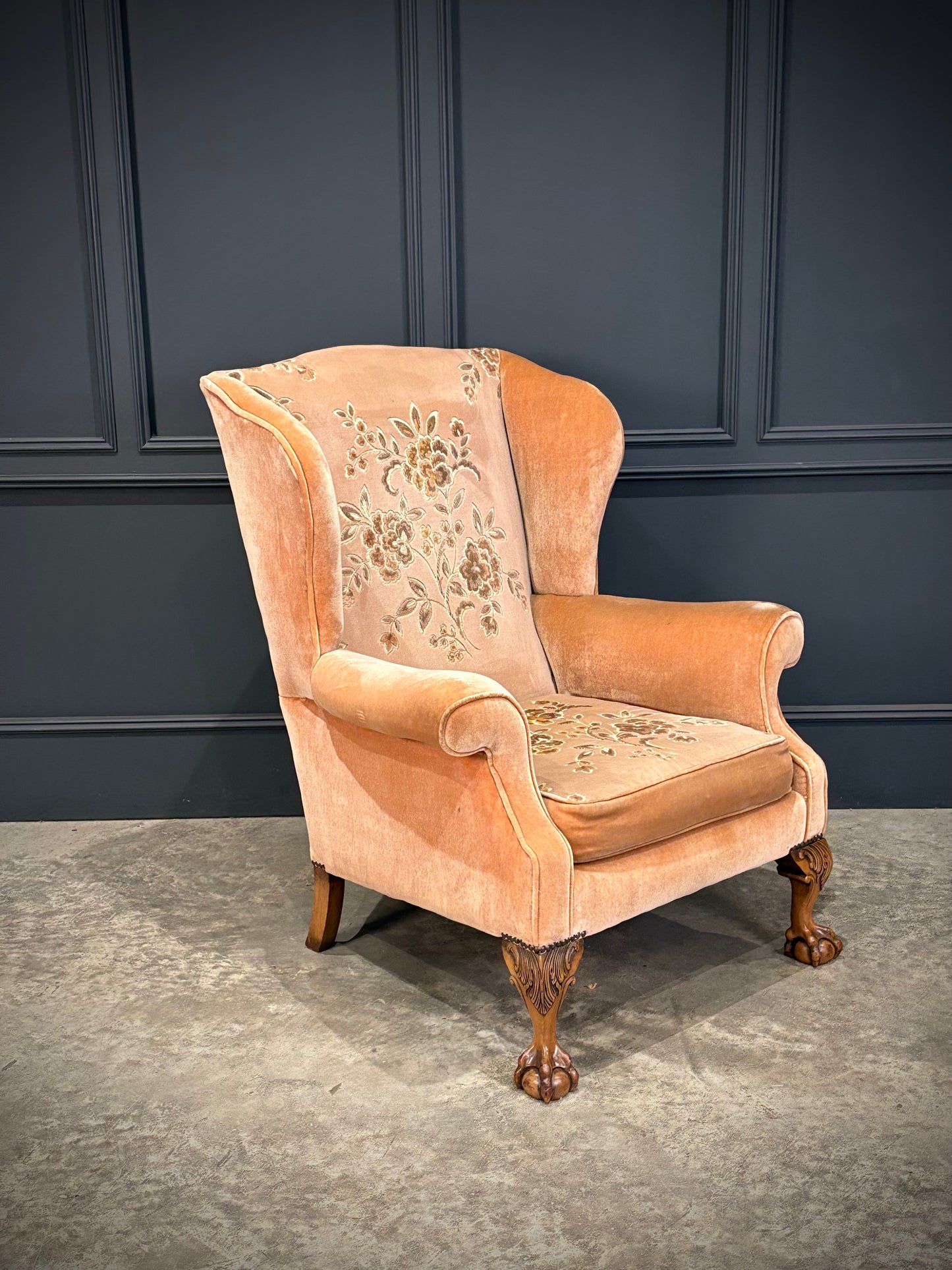 Pair Of Chippendale Style Wing Armchairs