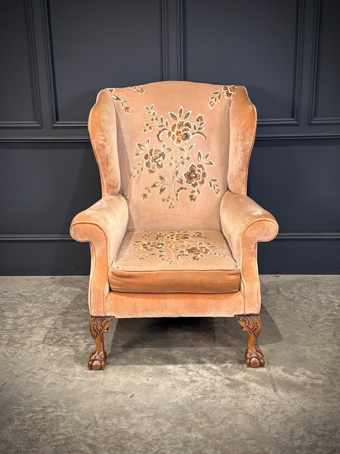 Pair Of Chippendale Style Wing Armchairs