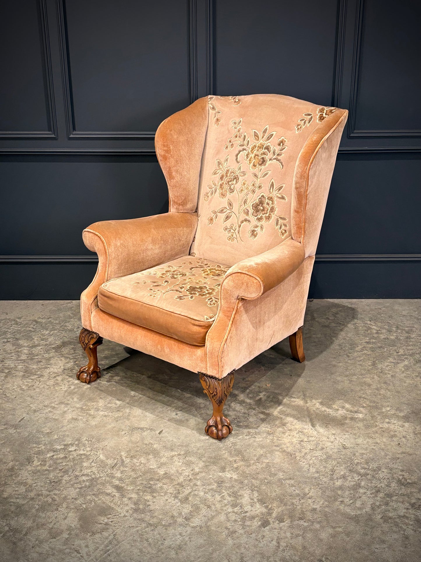 Pair Of Chippendale Style Wing Armchairs