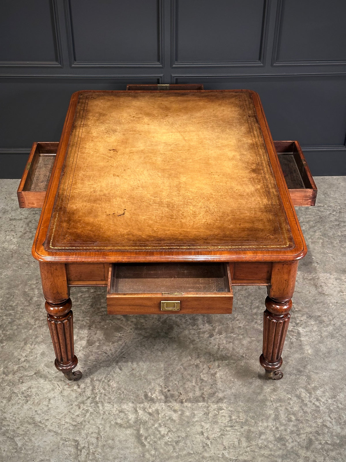 Large Victorian Mahogany Partners Writing Table