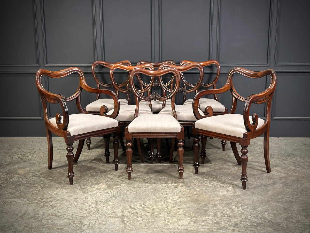 Set of Eight Rosewood Dining Chairs