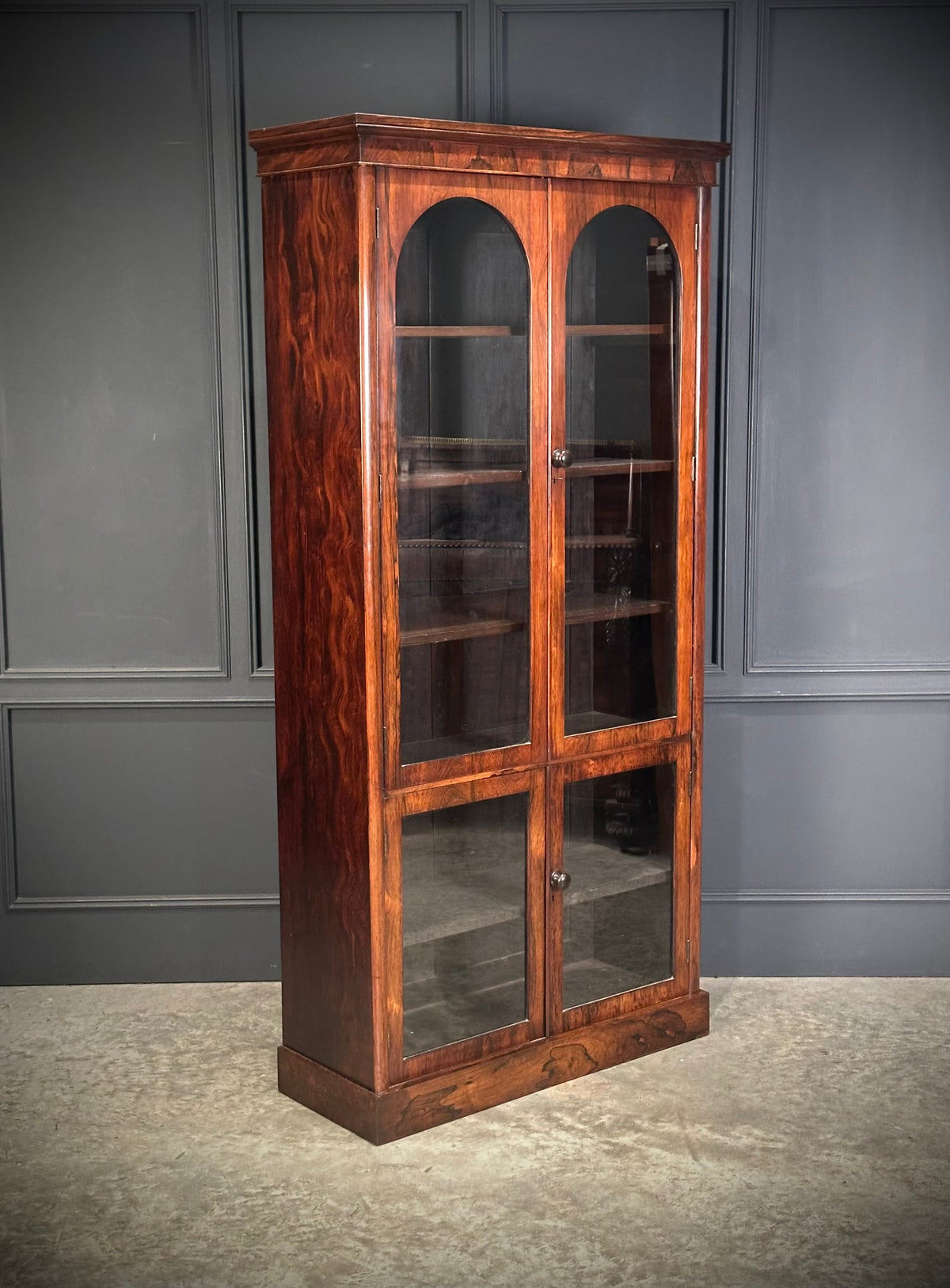 Tall Victorian Rosewood Glazed Bookcase