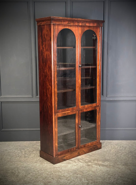 Tall Victorian Rosewood Glazed Bookcase