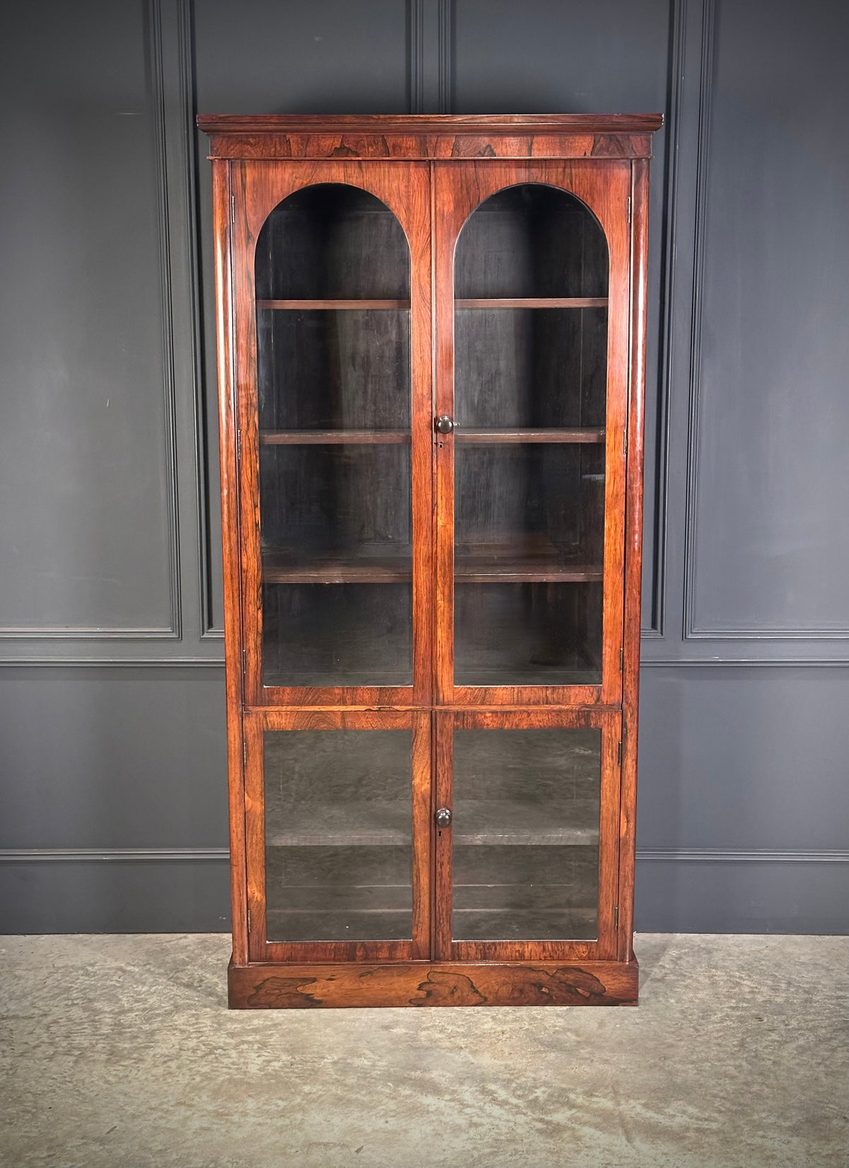 Tall Victorian Rosewood Glazed Bookcase