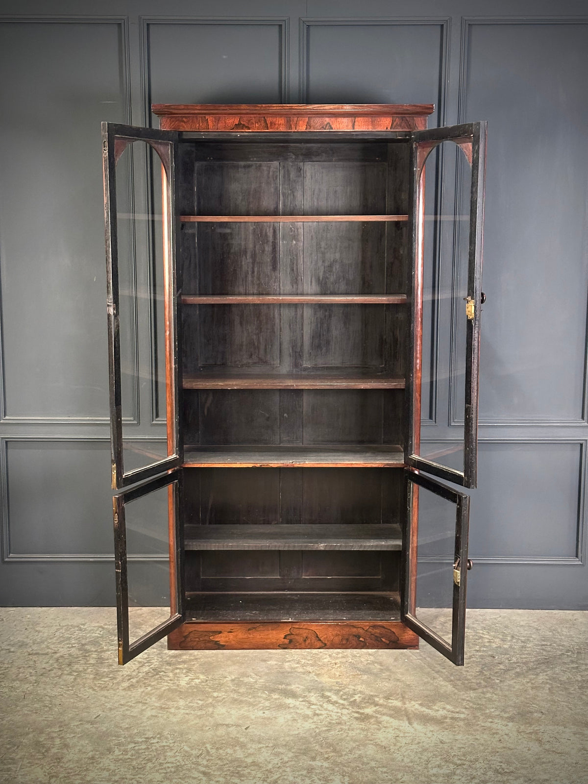 Tall Victorian Rosewood Glazed Bookcase