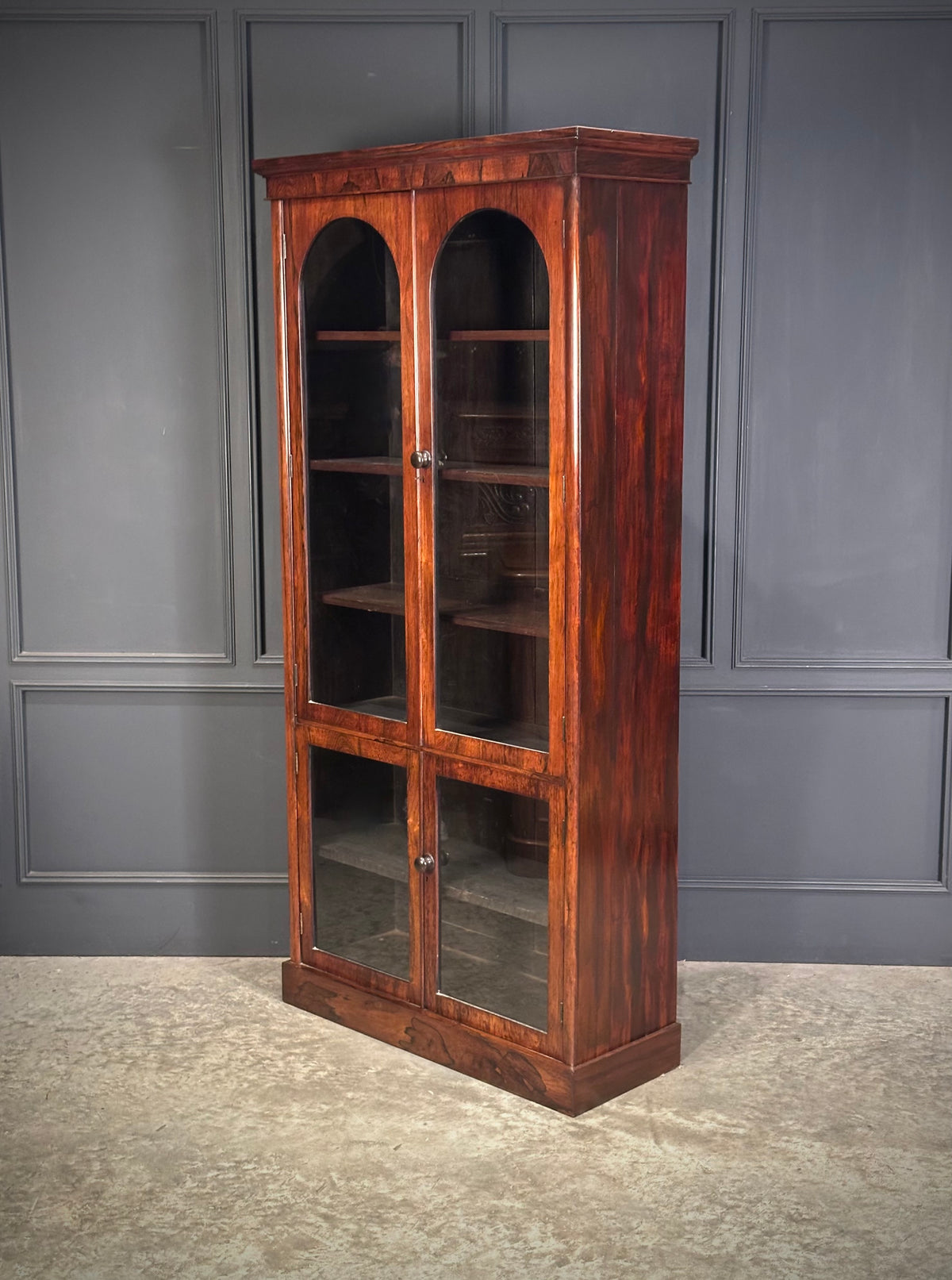 Tall Victorian Rosewood Glazed Bookcase
