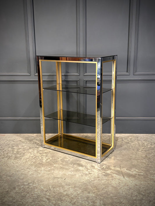 Renato Zevi Smoked Glass & Chrome Shelving Unit