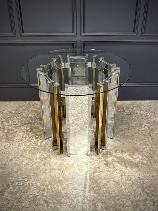 Vintage Glass Chrome & Mirror Centre Table