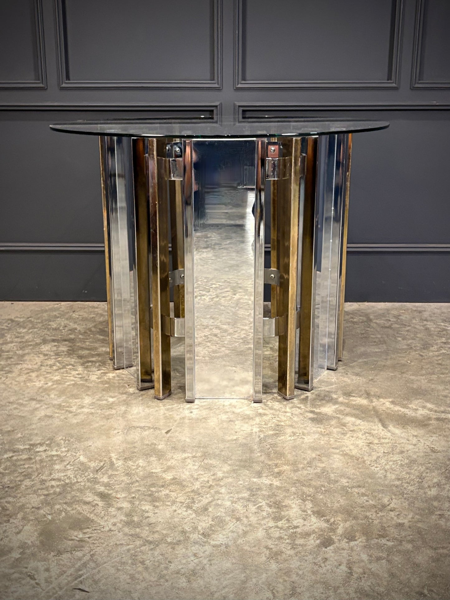 Vintage Glass Chrome & Mirror Centre Table