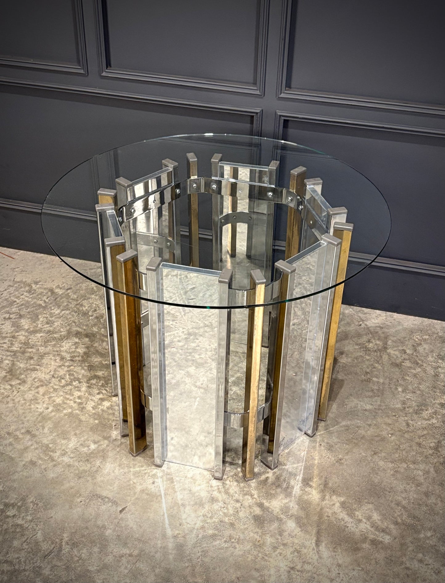 Vintage Glass Chrome & Mirror Centre Table