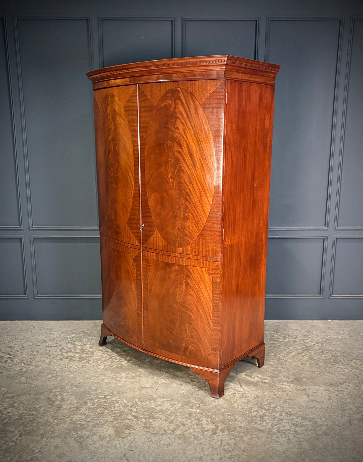 Mahogany Bow Front Wardrobe
