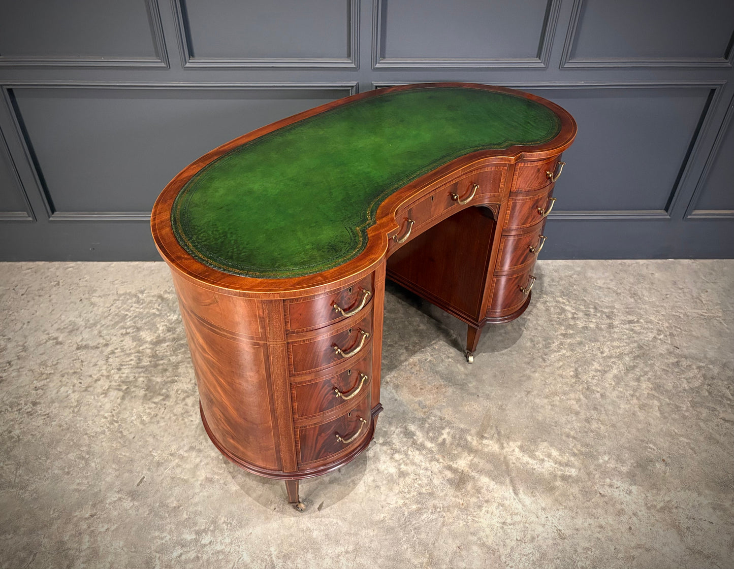 Edwardian Mahogany Kidney Shaped Desk