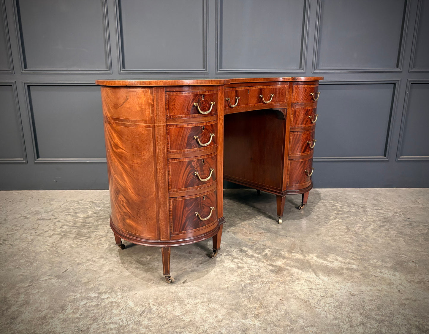 Edwardian Mahogany Kidney Shaped Desk
