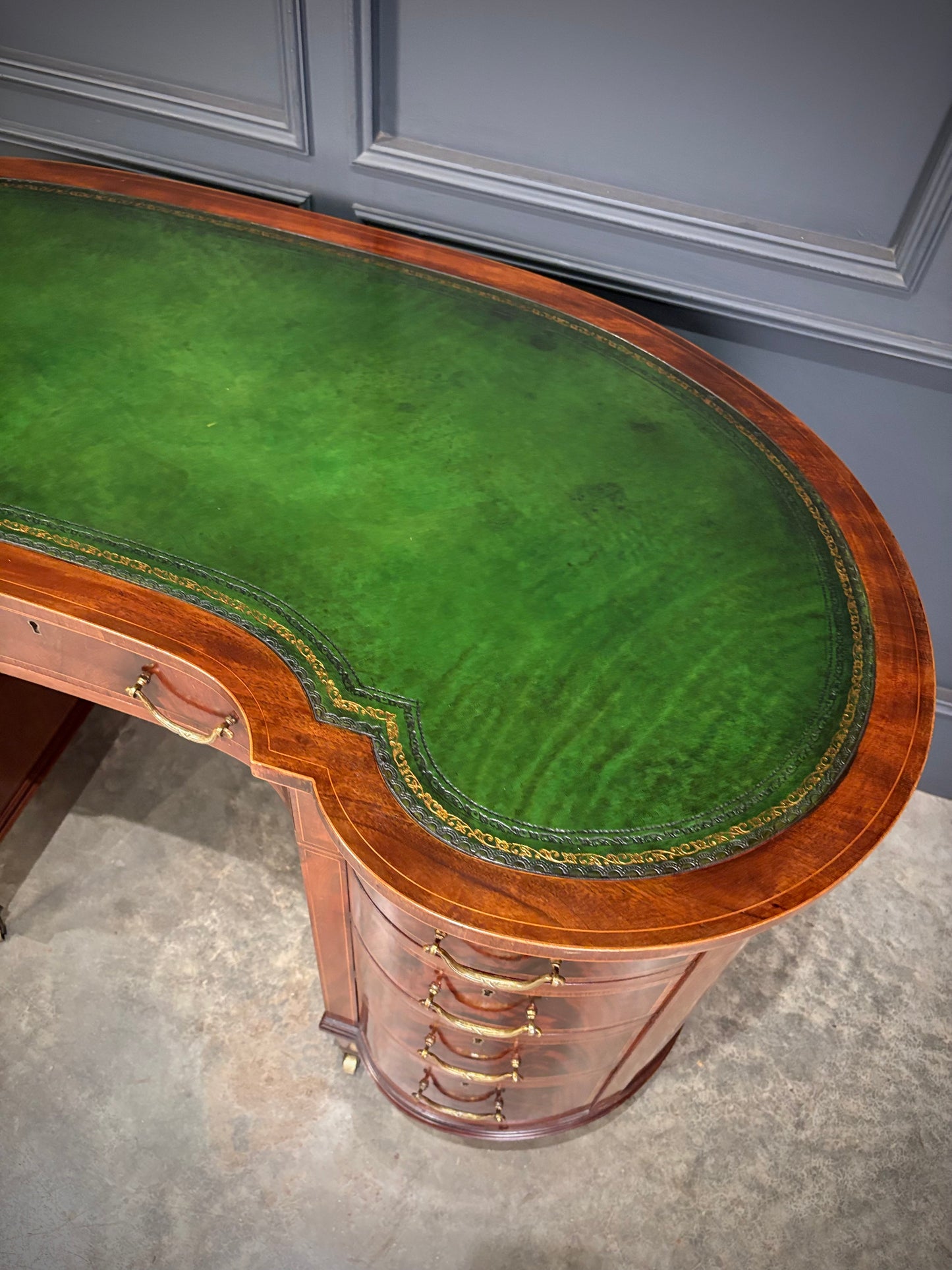 Edwardian Mahogany Kidney Shaped Desk