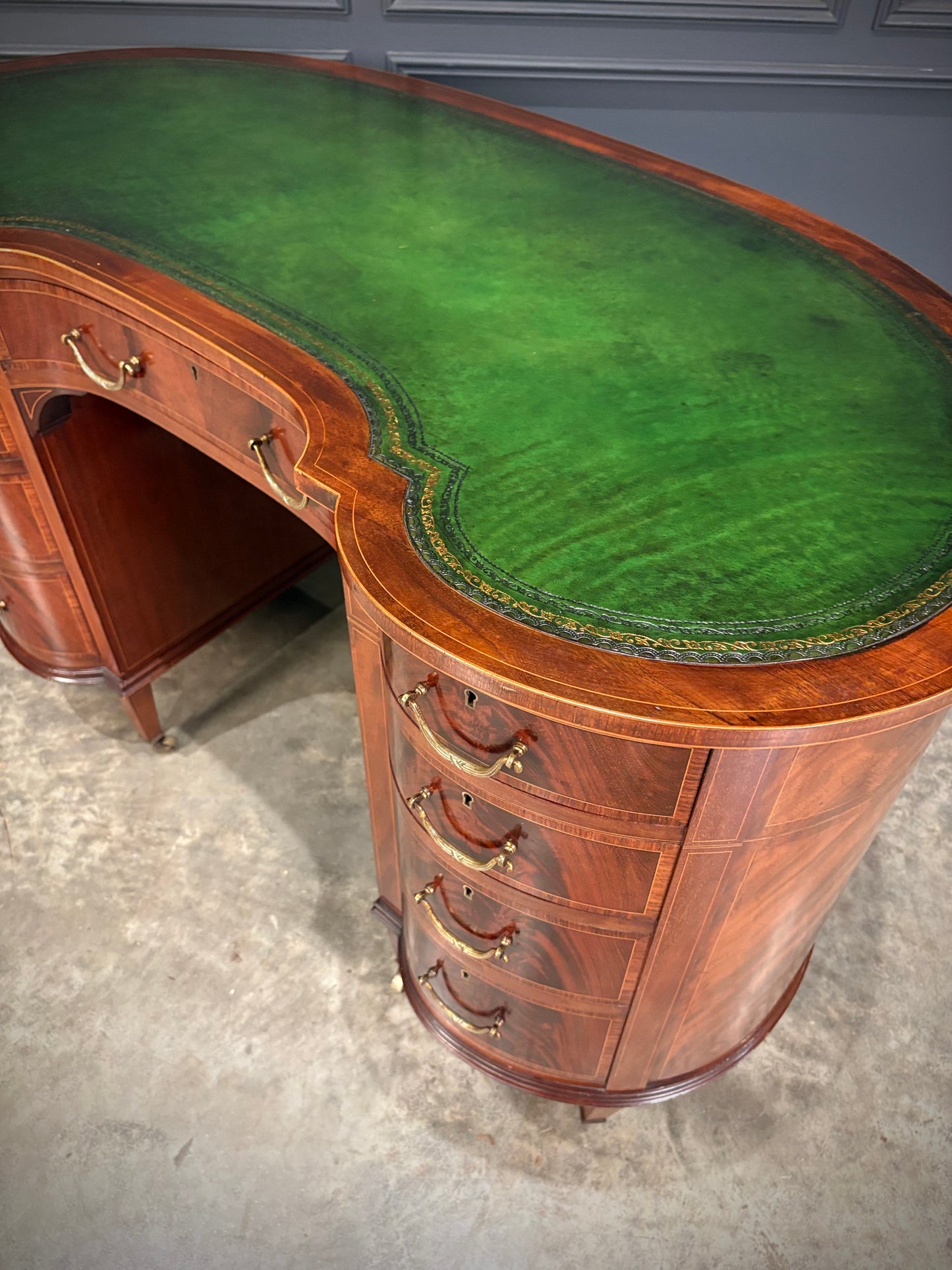Edwardian Mahogany Kidney Shaped Desk