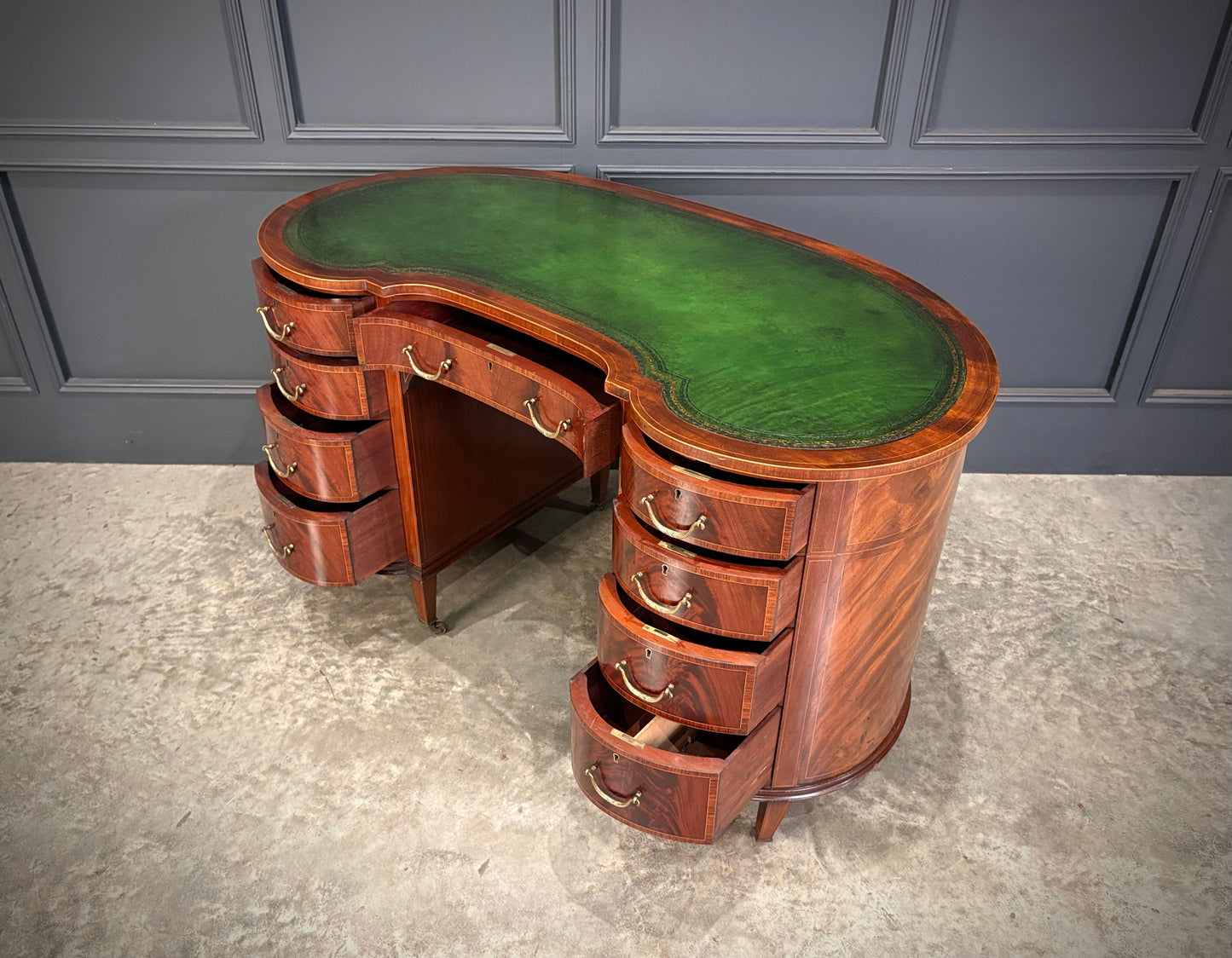 Edwardian Mahogany Kidney Shaped Desk