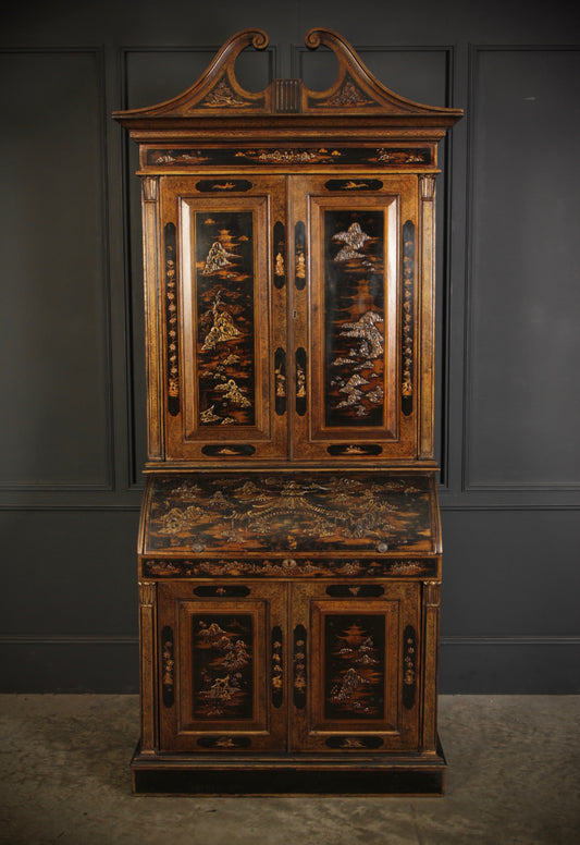 19th Century Chinoiserie Bureau Bookcase