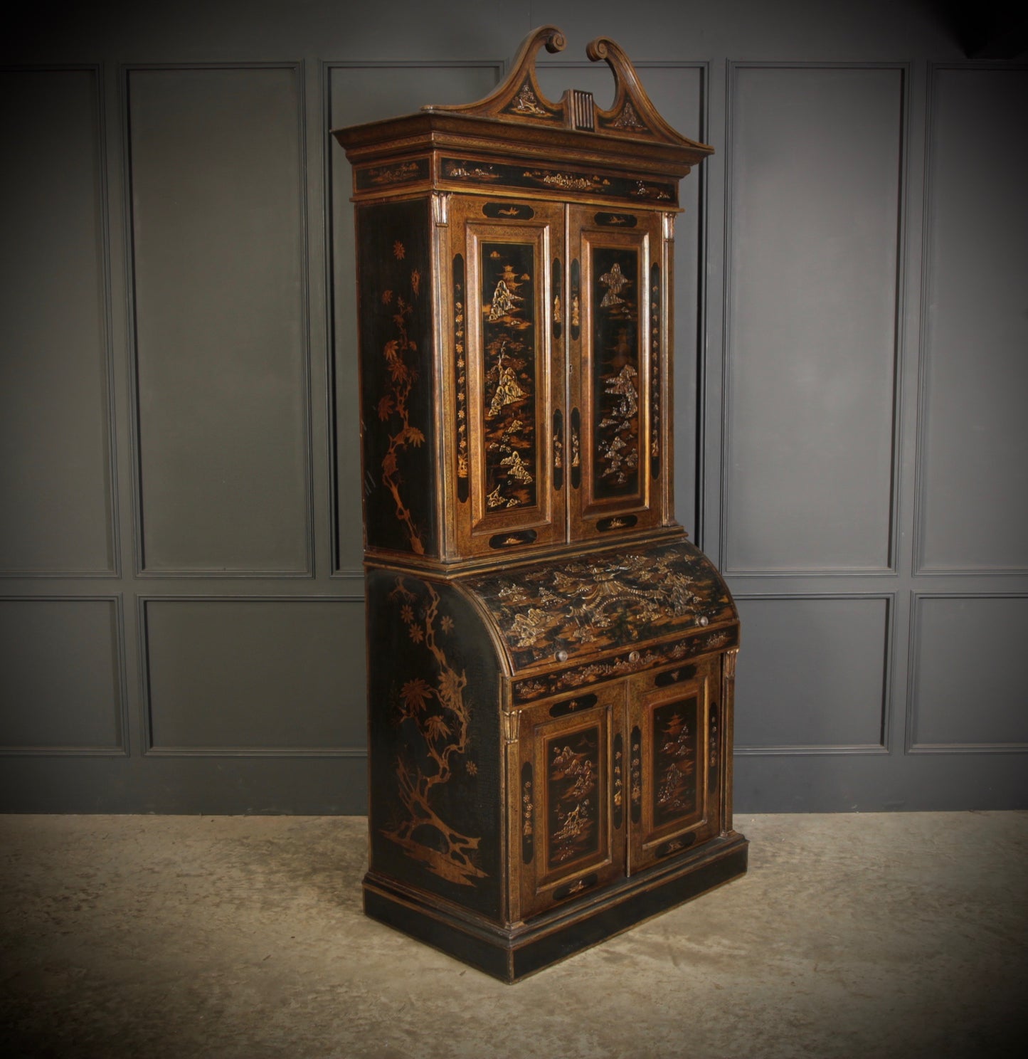 19th Century Chinoiserie Bureau Bookcase