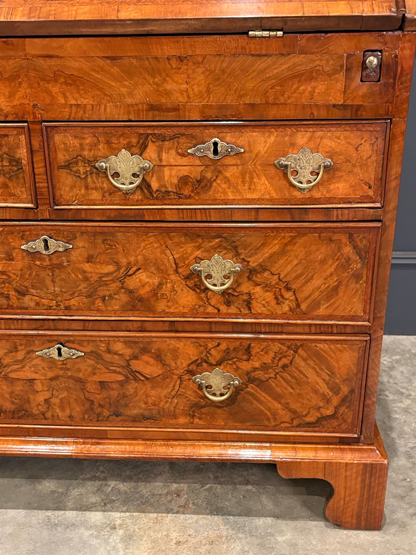 Queen Anne Figured Walnut Bureau